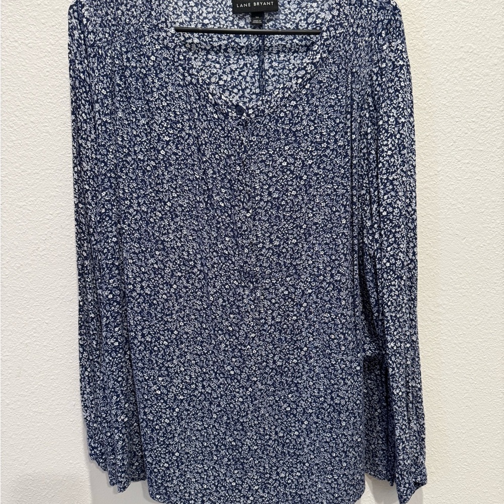 Lane Bryant Navy Floral Blouse
